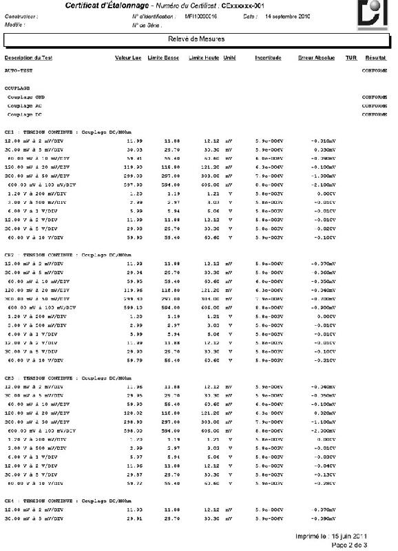 PE-E3641A | Certificat d'étalonnage pour alimentation E3641A_0