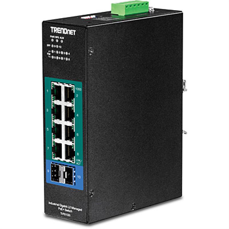 TRENDnet TI-PG102i Switch industriel Rail DIN Gigabit PoE+ L2 à 10 ports_0