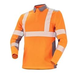 Cepovett - Polo manches longues Fluo Safe Orange / Gris Taille S - S 3603623485253_0