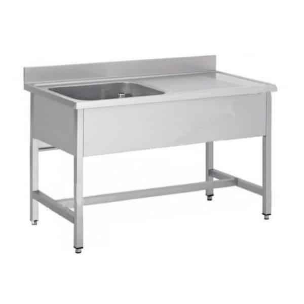 Plonge soudée sur pieds carrés sans étagère, inox AISI 304, 1 bac à gauche, P-700 mm (Longueur, mm: 1200 - Réf SPL127-1BG-1)_0