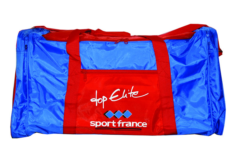 Sac publicitaire Logo - Ref : 74652 - toile nylon renforcé - bleu et rouge - 60x33x50cm_0