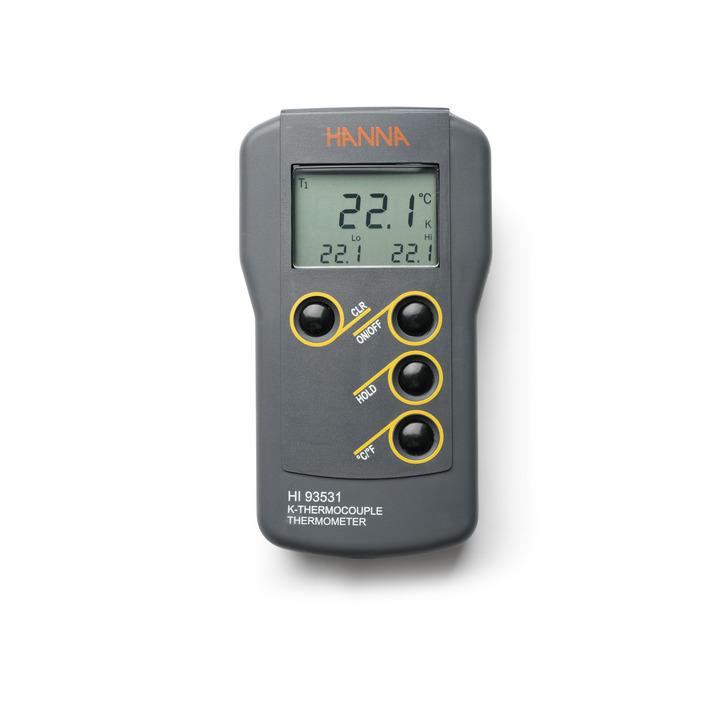 Thermomètre compact étanche à thermocouple type K °C/°F, min/max, HOLD, coffret - HI93531_0