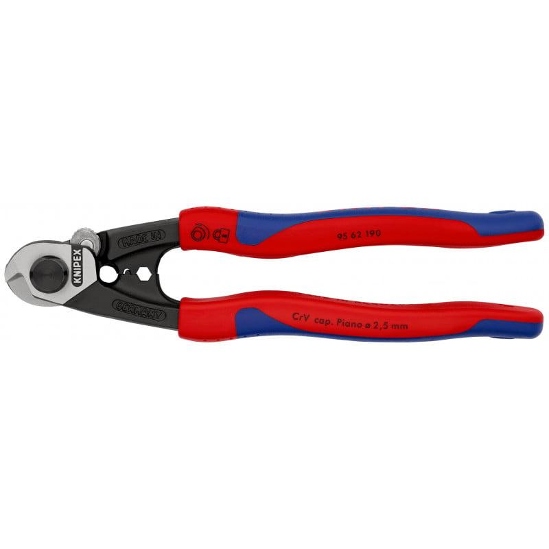 Coupe-câbles acier 190mm - Ø2,5-4-5-7mm - Gainage bi-matière - KNIPEX | 9562190SB_0