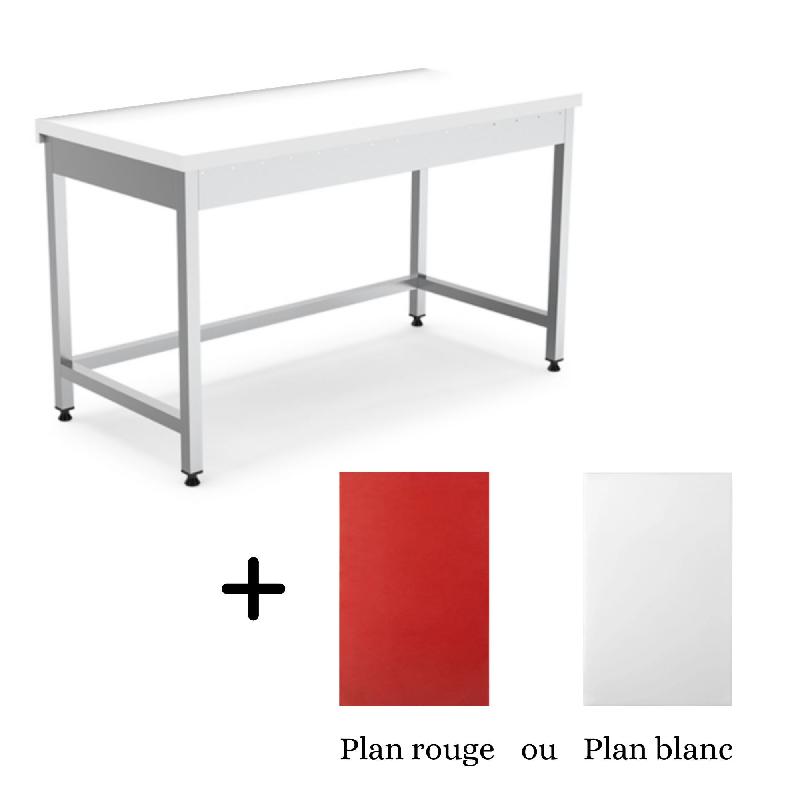 Table boucherie avec plan rouge ou blanc épaisseur 4 cm - Profondeur 70_0