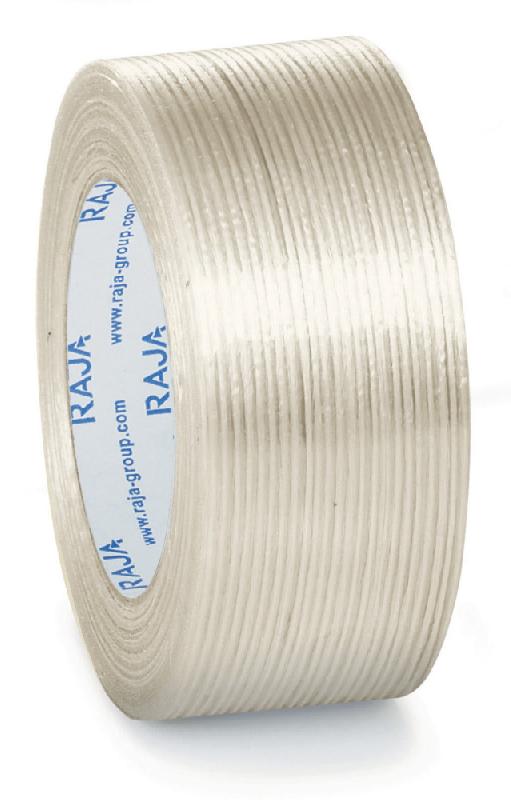 RAJA Ruban adhésif armé d'emballage en polypropylène armé fil à fil 110 microns 50 mm x 50 m - Transparent  - lot de 6_0