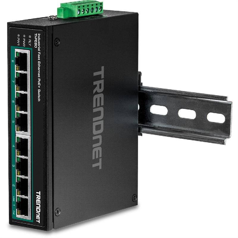 TRENDnet TI-PE80 Switch Rail DIN Fast Ethernet PoE+ industriel à 8 ports_0