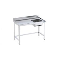 Distform Table de chef Inox avec bac à Droite et renforts Gamme 600 Acier inoxydable1800x600 1000x600x850mm - 641094870447_0