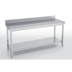 ERATOS Table Adossee Profondeur 700 - Avec Etagere - 900X700X850 - Livree Demontee MMD70-90 - Acier inoxydable 18/10 MMD70-90_0