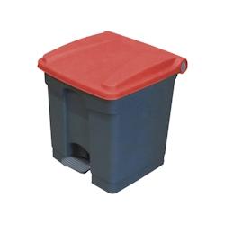 CAMBRO - WBFC30LBASE-180 - Poubelle 30L avec pédale et couvercle - 40,6 x 39,1 x 36,8 cm - BASE GRISE AVEC COUVERCLE ROUGE - gris plastique WBFC30L-1_0