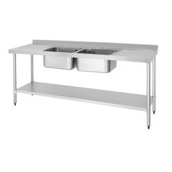 Plonge deux bacs deux égouttoirs Vogue 2100mm - inox DY829_0