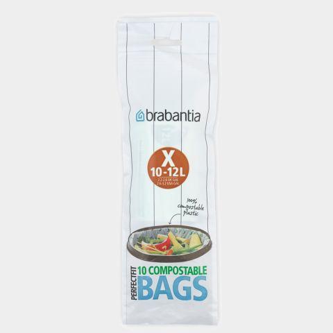 Sacs PerfectFit compostables Brabantia Code X (10-12 litres) - Rouleau de 10 sacs pour poubelles sur-mesure_0