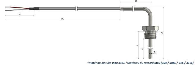 Thermistance à visser Raccord fixe (angle 90°) (Type 1) - HR13_0