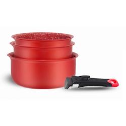 Lot de 3 casseroles 16/18/20cm avec manche amovible Rouge  AMR28 usage non-intensif Arthur Martin - 3508510106665_0