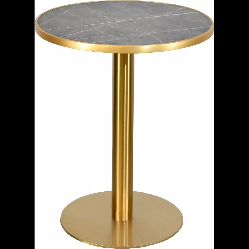 Table de restaurant ronde dorée Ø60cm cerclée avec piètement central_0