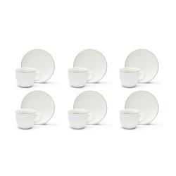 Excelsa lot de 6 tasses à café avec des soucoupes Gold porcelaine 7 cl blanc - blanc porcelaine 67364_0