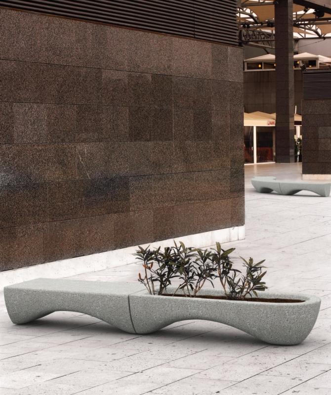 Jardinière en béton Wave - J130, J71 - Blanc et gris - 190 x 80 x 45 cm_0