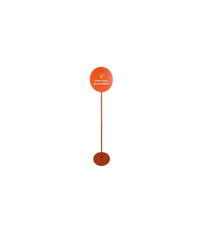 Signalétique métal orange sur pied avec rond personnalisé 30 cm - Référence : LSTF300OR-PERSO_0