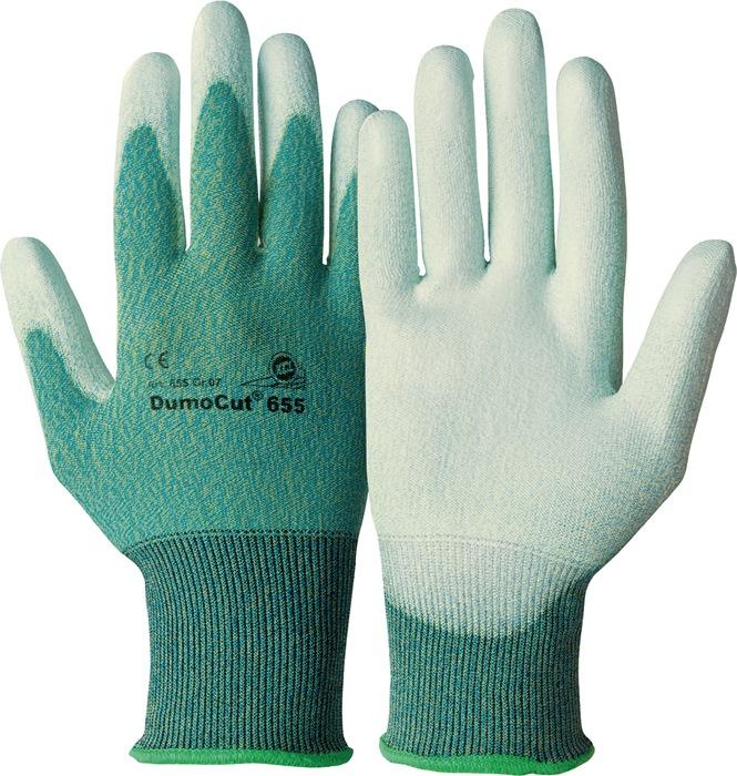 Gant de protection contre les coupures DumoCut 655 taille 8 vert-bleu/blanc EN 388 catégorie EPI II polyamide-fibre verre-tricot ac PU 10 paires HONEYWELL_0