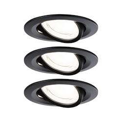 Paulmann Spot encastré LED Nova Coin Kit de 3   rond 84mm 50° 3x2,8W 3x505lm 230V  4000K Noir mat 92457 - noir 92457_0