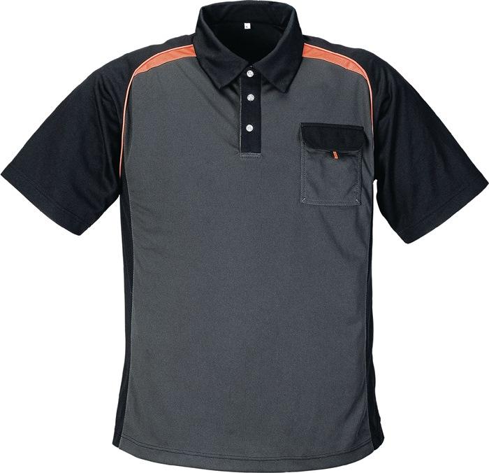 Polo pour hommes taille M gris foncé/noir/orange 100 % PES TERRATREND_0