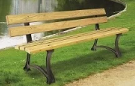 Banc public Dresde - 180 cm - lames en pin du Nord, pieds en fonte antirouille_0