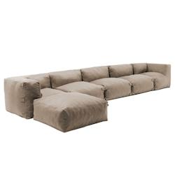 Oviala Business Salon d'angle modulable 6 places sable - Oviala - beige polyester 111349_0