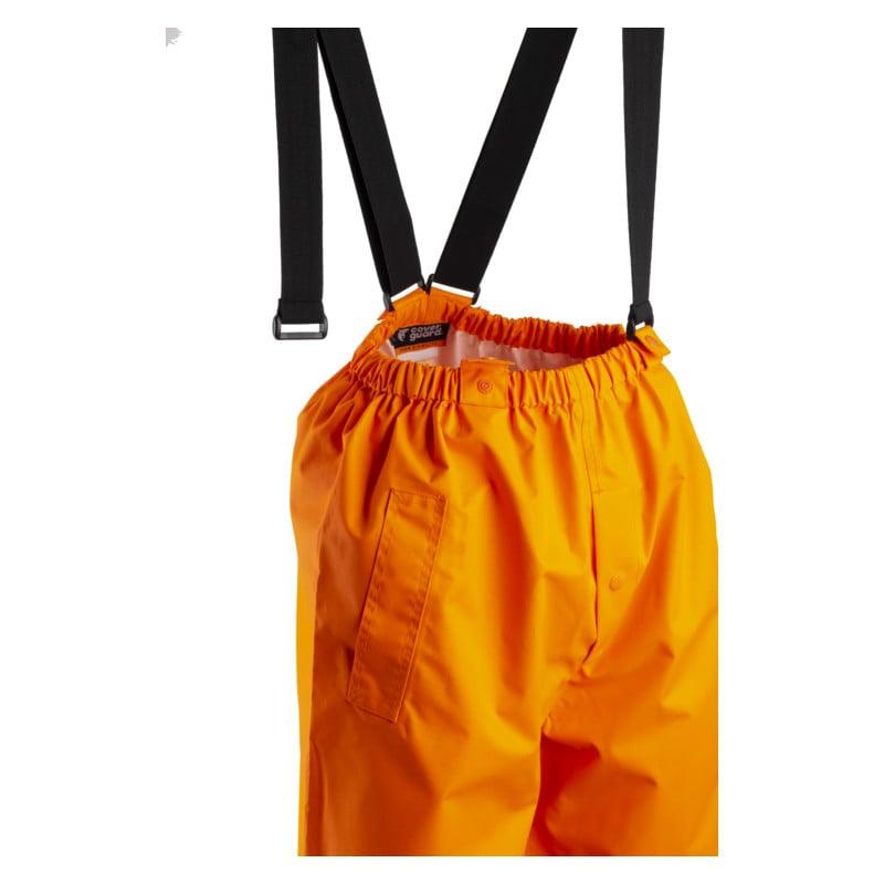 Pantalon de pluie - HYDRA - 300D Oxford 100% PES enduit PU + Bretelles élastiquées - Orange HV/Marine - COVERGUARD | 5HYP17_0