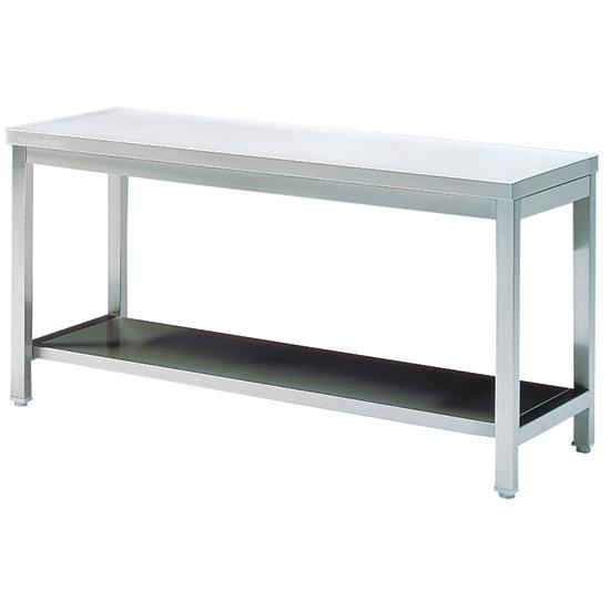 Table inox de travail avec étagère, sans dosseret, 900x700 mm - STL7090_0