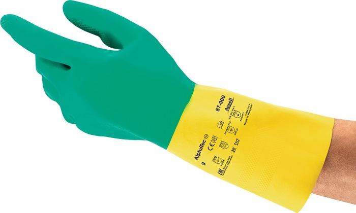 Gant de protection chimique AlphaTec® 87-900 taille 8,5-9 vert/jaune EN 388, EN 374, EN 421 catégorie EPI III ANSELL_0