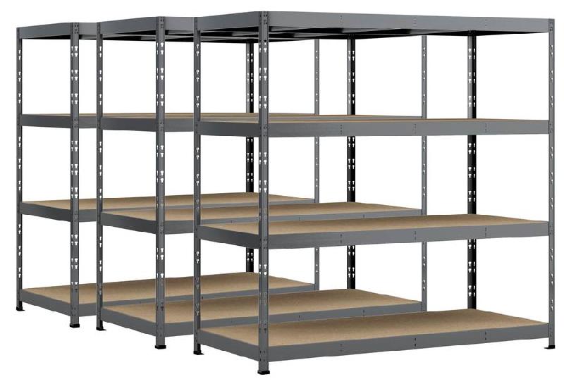 Lot de 3 étagères rack - 4 plateaux - 220 x 80 cm - charge lourde_0