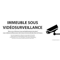 Panneau Immeuble sous vidéosurveillance - avec décret simple   - 450 x 150 - Vinyle - Lot de 2_0