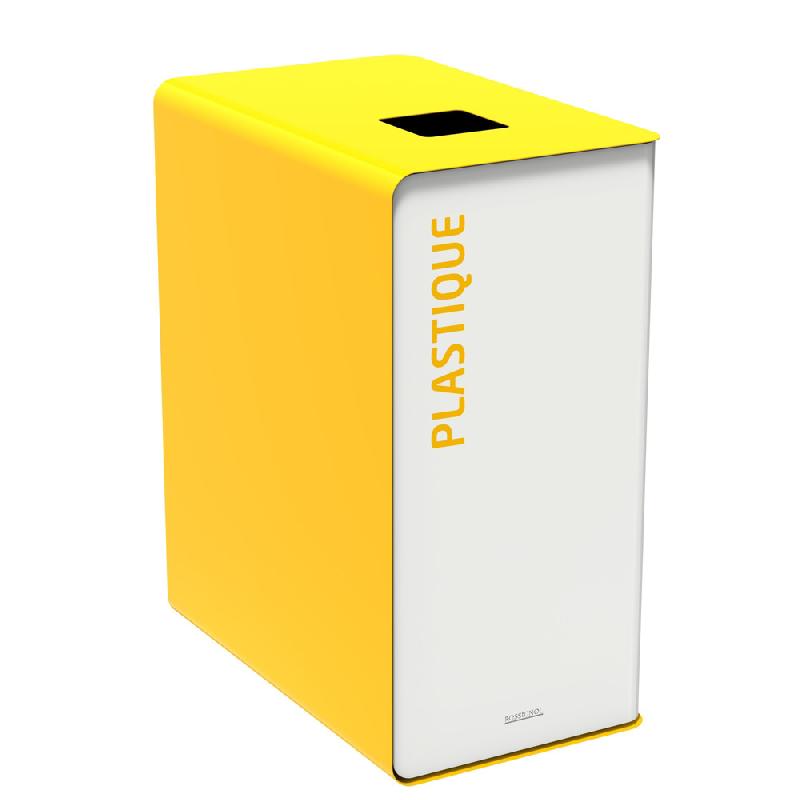 ROSSIGNOL Borne de tri selectif 65 L sans serrure - cubatri - tri plastique - blanc / jaune colza_0