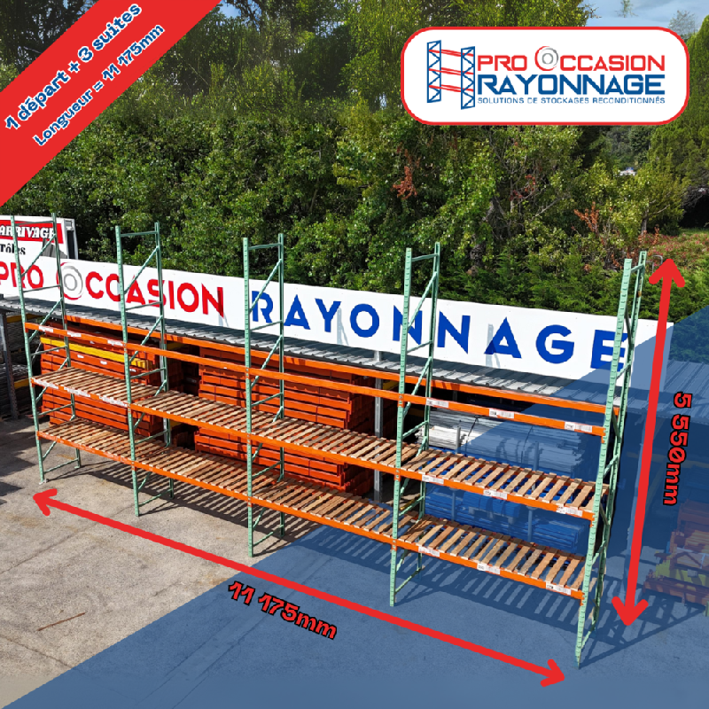 Lot de rayonnage - Hauteur 5 500mm, Longueur 11 175mm, Profondeur 1 000mm - Manulab_0