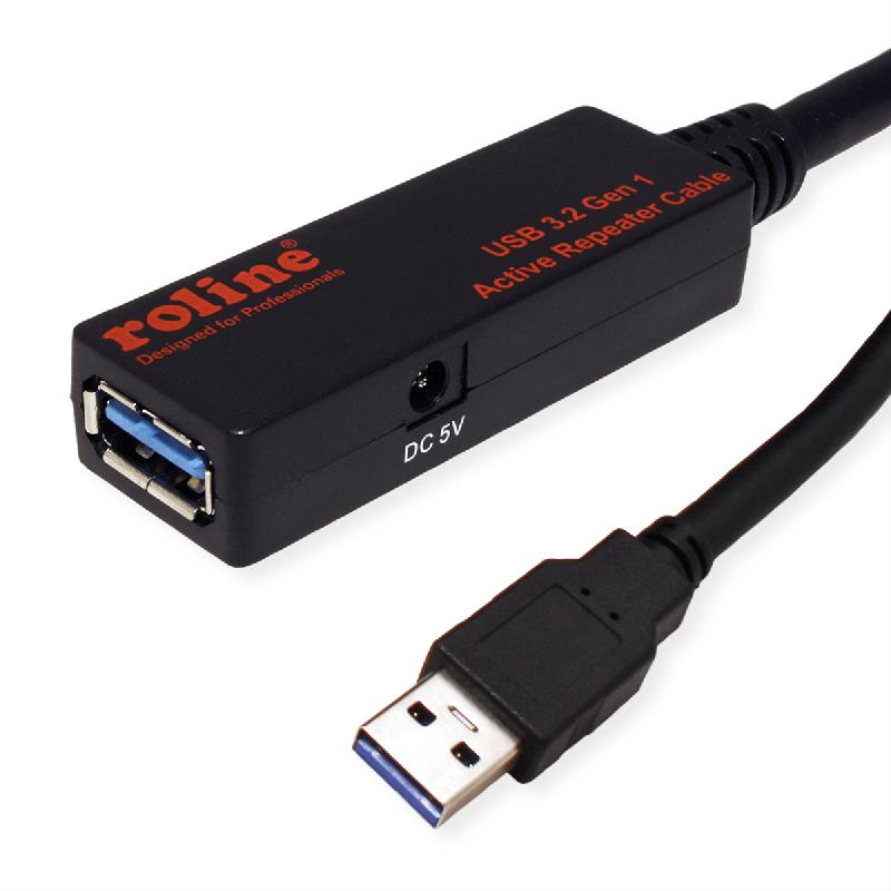 ROLINE Câble prolongateur USB 3.2 Gen 1 actif, noir, 10 m_0