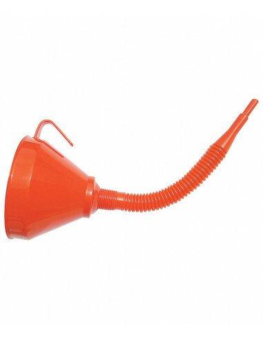 Entonnoir plastique D.160 Orange avec tube flexible 30 cm bec rigide_0