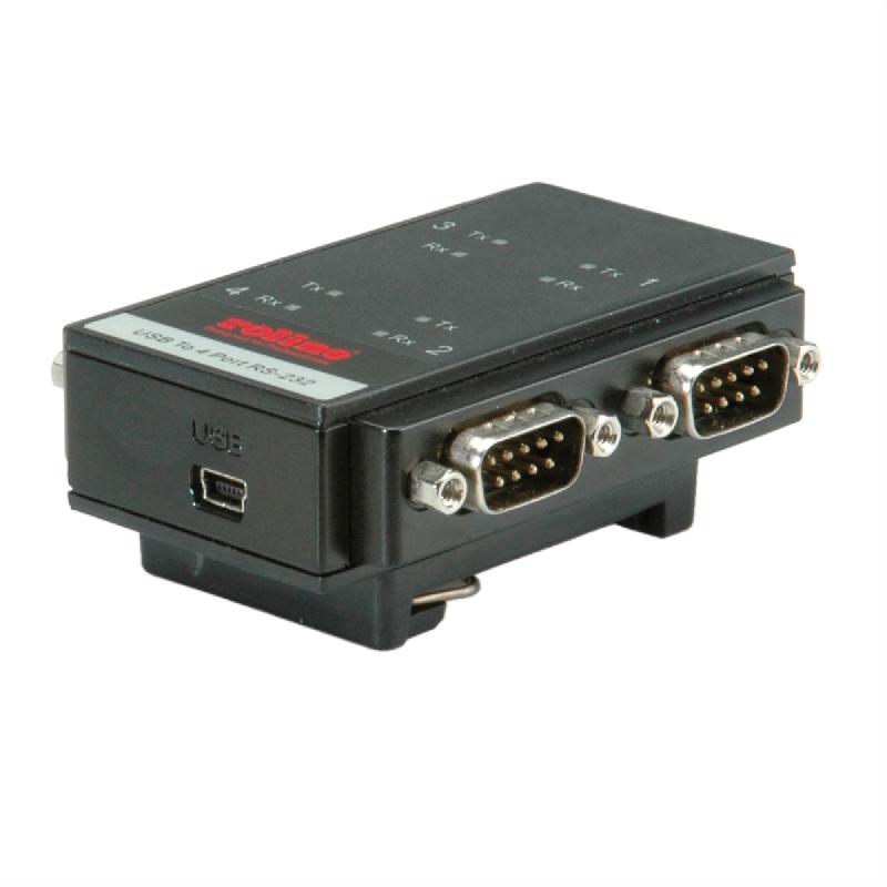 ROLINE Adaptateur USB 2.0 vers RS232 pour rail DIN, 4 ports_0