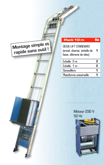 Monte matériaux GEDA 200 kg standard - Hauteur 10 m - Réf. GE10M_0