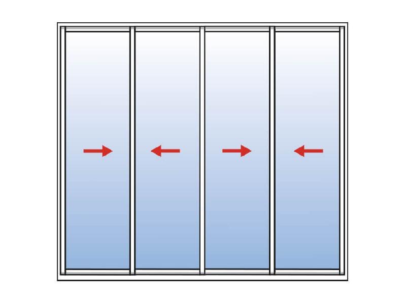 Baie Vitrée Coulissante en Aluminium 4 Vantaux KAWNEER Sur Mesure Référence: Coulissant Alu 4 vtx sens droit_0