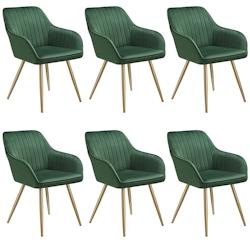 TecTake GmbH tectake Chaise MARILYN en velours matelassé - vert foncé/or, Lot de 6 -405754 - vert 405754_0