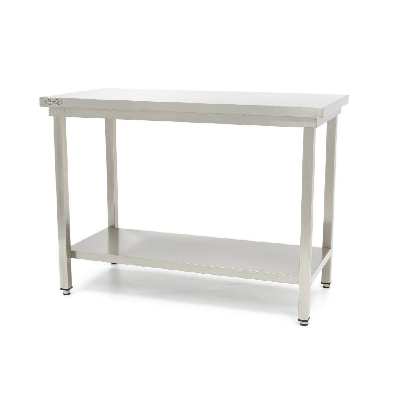 Table en acier inoxydable - 60 x 60 cm - hauteur réglable - avec étagère de rangement_0