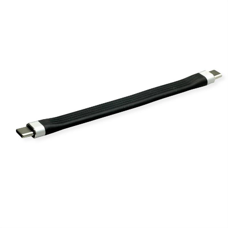 ROLINE Câble USB 3.2 Gen 2 en silicone, avec PD (Power Delivery) 20V3A, Emark, C-C, M/M, noir, 11 cm_0