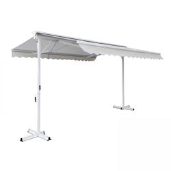 Oviala Business Store double pente avec coffre 3 x 4 m en aluminium écru - blanc aluminium 103725_0