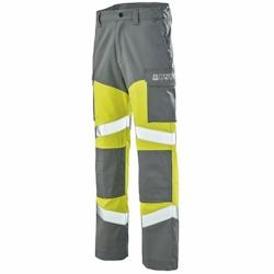 Cepovett - Pantalon résistant à la flamme Coton majoritaire SILVER TECH 260 Jaune / Gris Taille L - L 3184372567488_0