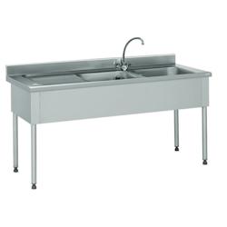 Tournus Equipement Plonge 2 bacs égouttoir à gauche avec robinetterie mélangeuse longueur 1800 mm Tournus - 816665 - inox 816665_0