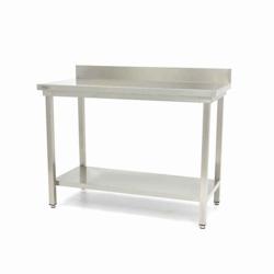 Maxima Table en acier inoxydable - 140 x 60 cm - hauteur réglable - avec dosseret et étagère de rangement - 3701117756435_0