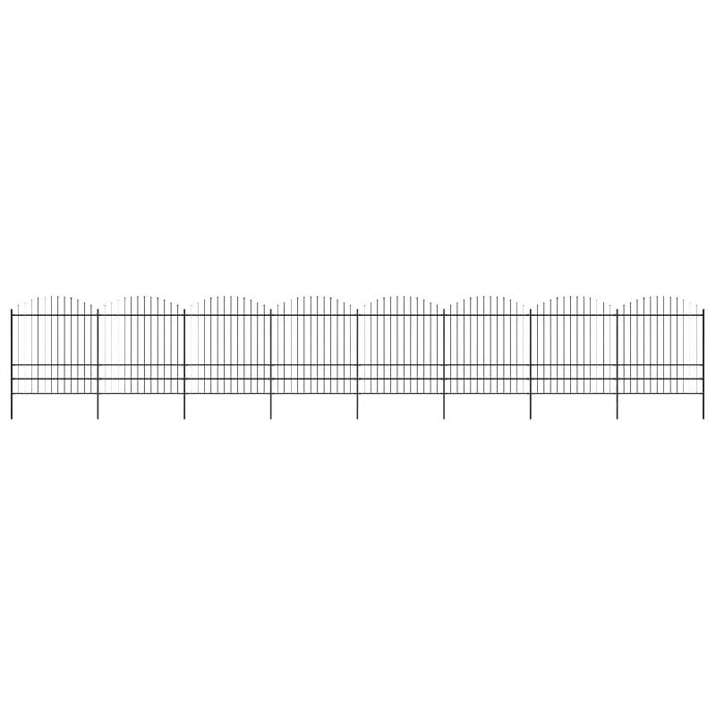 Vidaxl clôture de jardin à dessus en lance acier (1,75-2)x13,6 m noir 277755_0