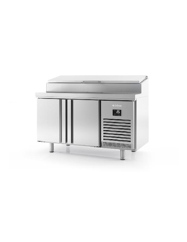 Desserte réfrigérée de préparation 2 portes INFRICO - BMPP1500EN en inox AISI 304 avec contrôleur numérique tactile IP 65 pour 8 bacs GN 1/4_0