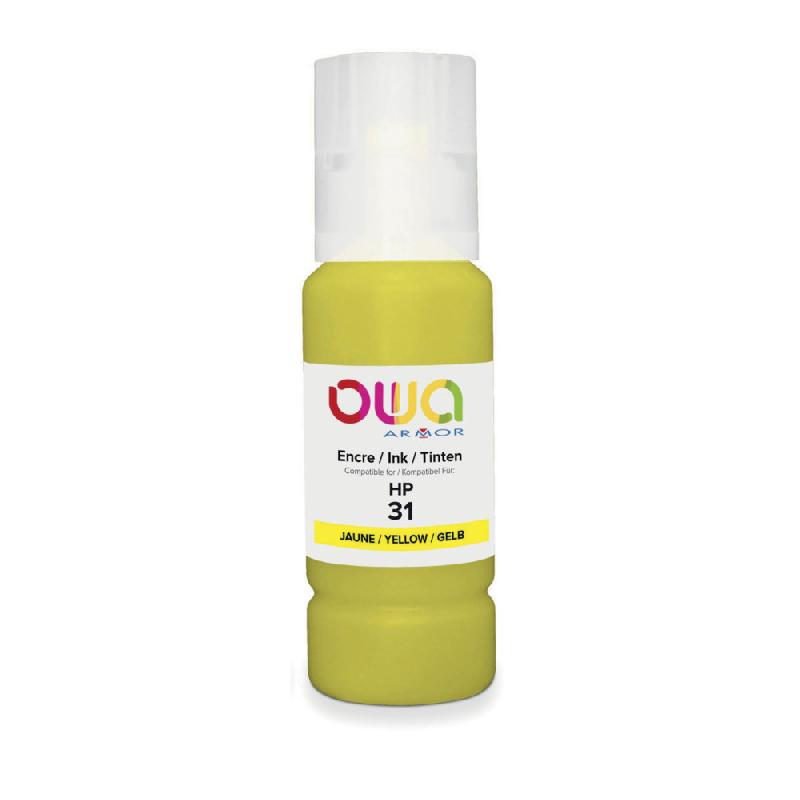 OWA K46044OW Bouteille d'encre remanufacturée 70 ml compatible HP 31 - Jaune_0