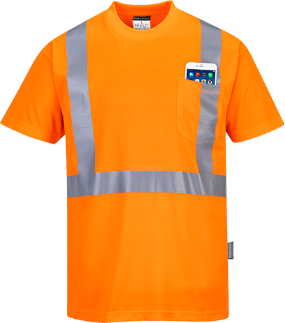 T-shirt hi-vis pocket orange s190, l_0