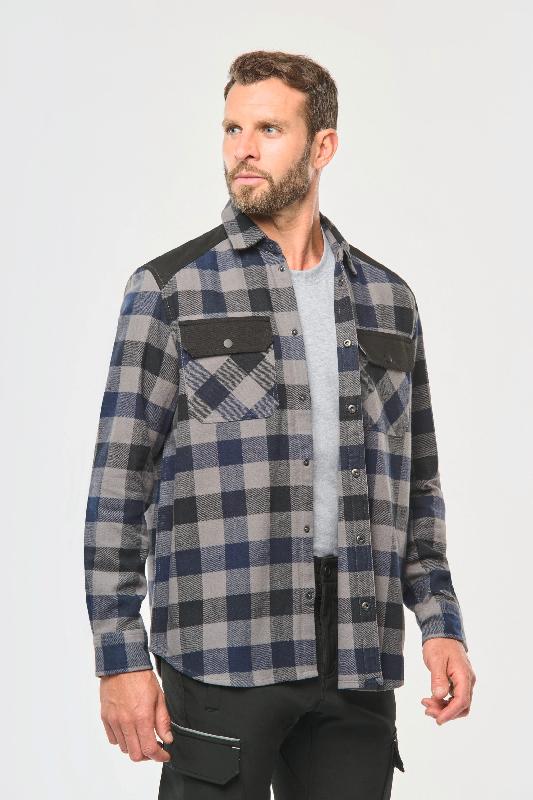 Chemise à carreaux avec poches homme  -  Réf: WK520_0